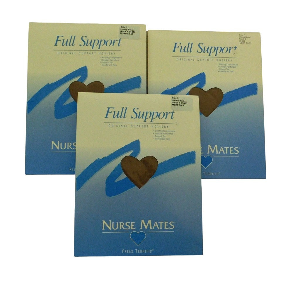 Nurse Mates Full Support Hosiery 6mmHg Compression Control Top Beige 81600 Sz A